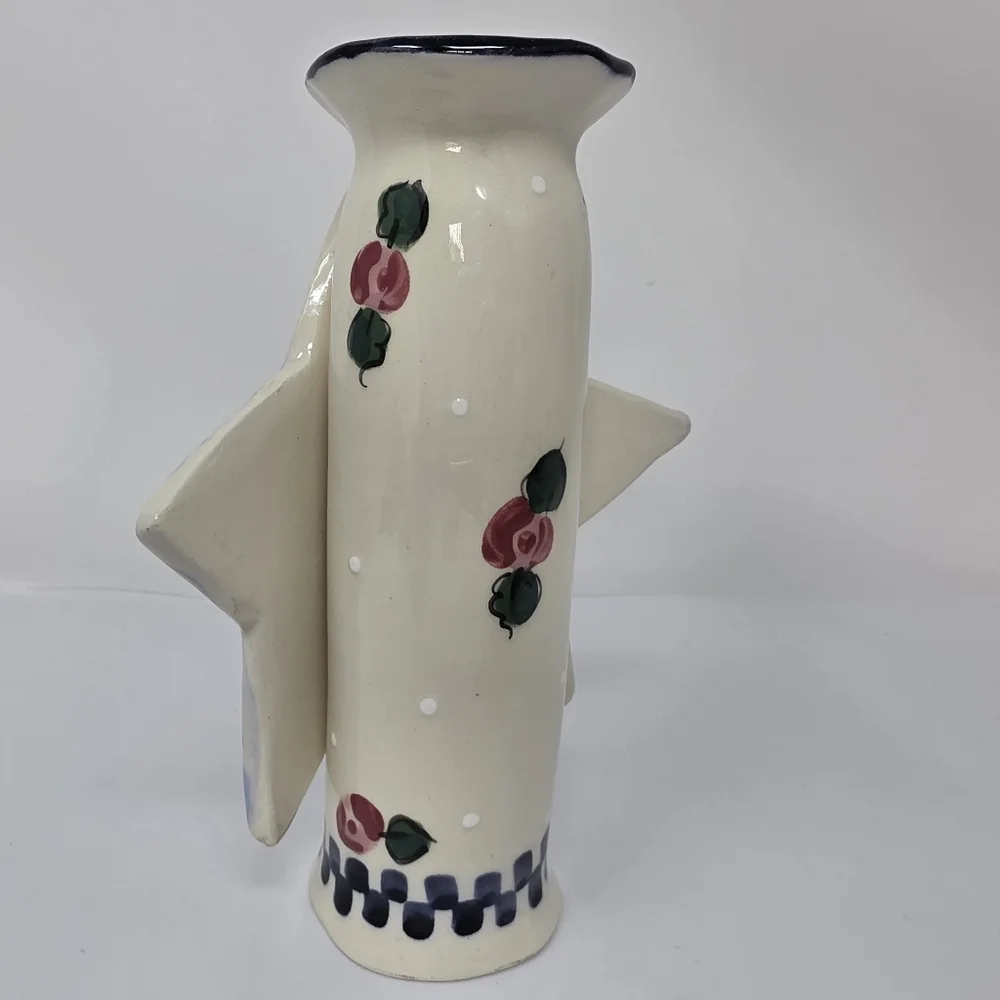 Candle Holder Ceramic Signed Red Bird Star Decoration Decor